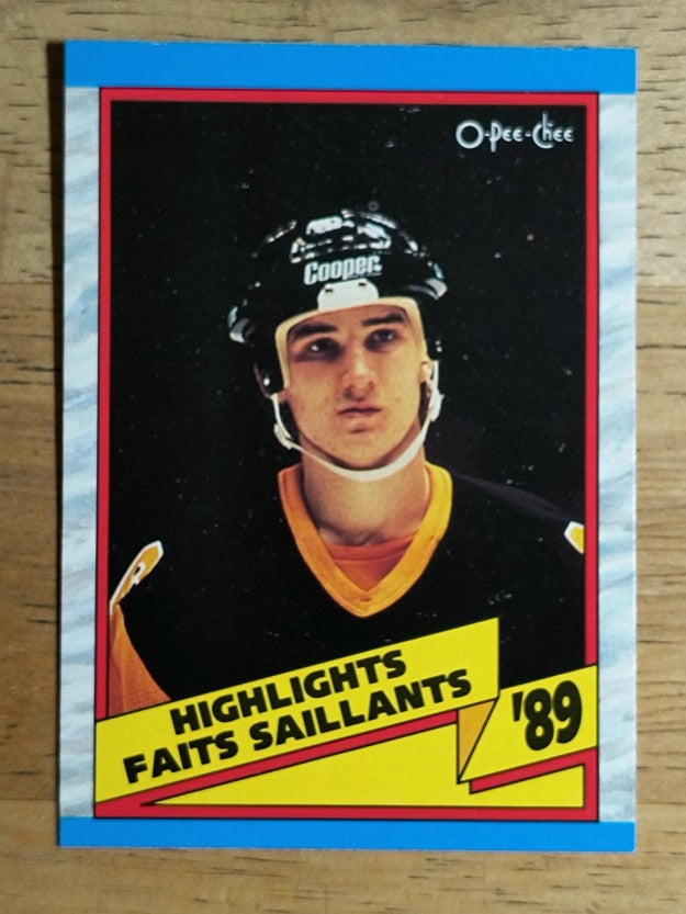1989-90 O-Pee-Chee #327 Mario Lemieux HL (EXMT)