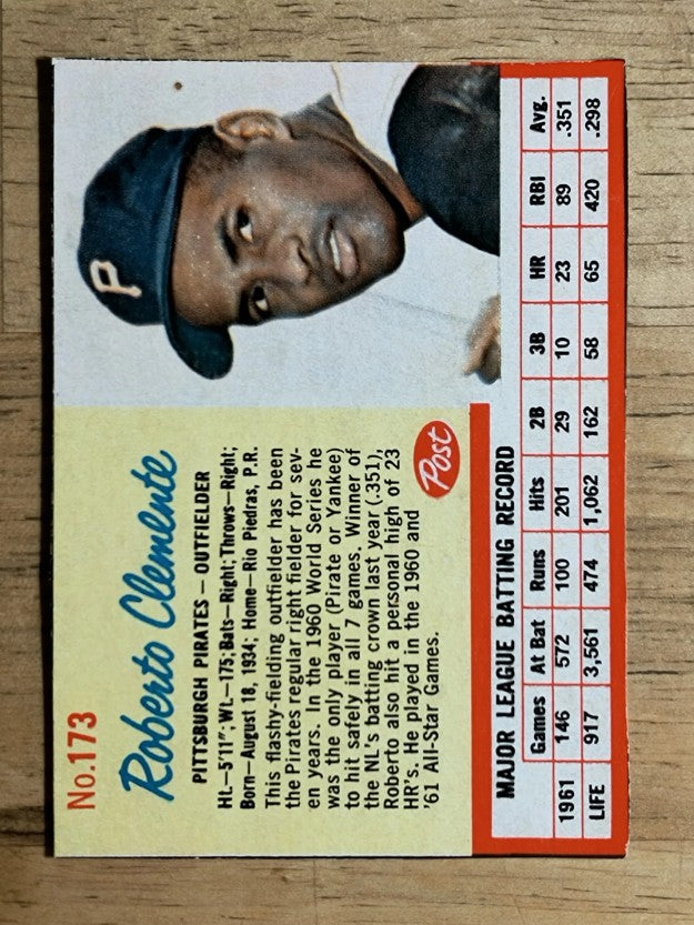 1962 Post #173 Roberto Clemente Red Lines (EX)