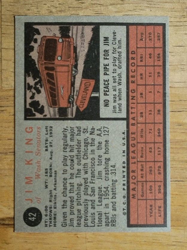 1962 Topps #42 Jim King (EXMT)