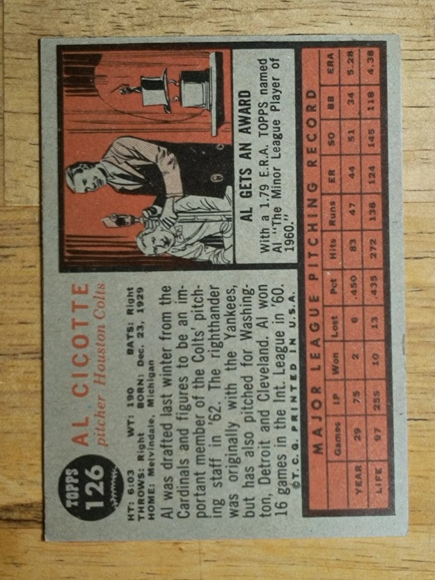 1962 Topps #126 Al Cicotte (EXMT)