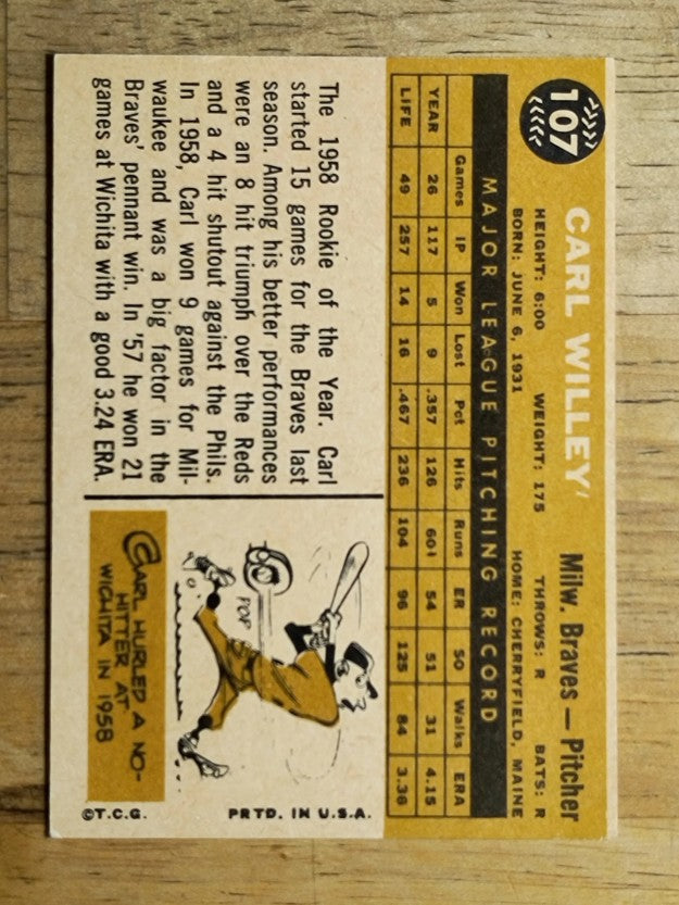 1960 Topps #107 Carlton Willey (EXMT)