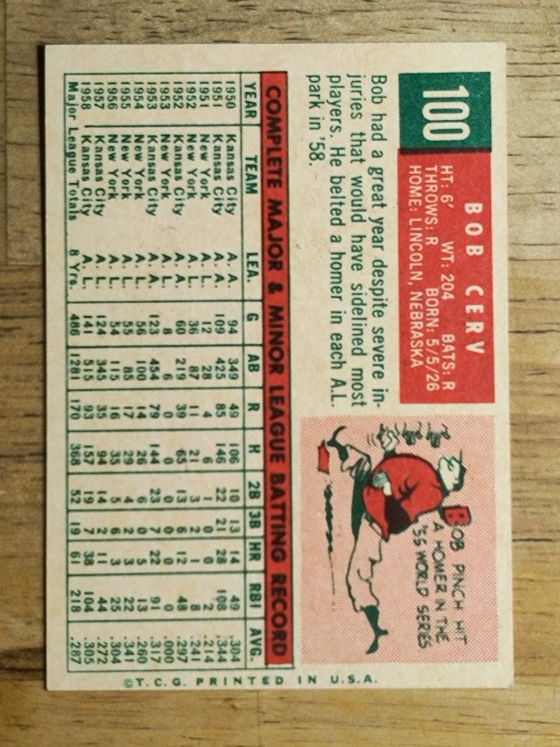 1959 Topps #100 Bob Cerv (EXMT)