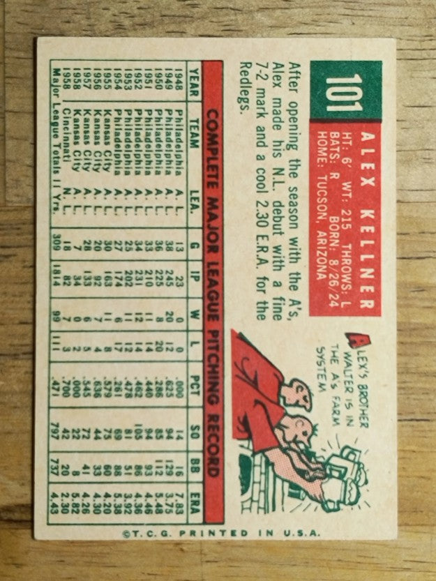 1959 Topps #101 Alex Kellner (EXMT)