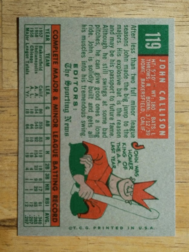 1959 Topps #119 Johnny Callison RS RC (NM)