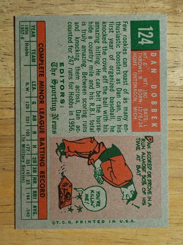 1959 Topps #124 Dan Dobbek RS RC (NM)