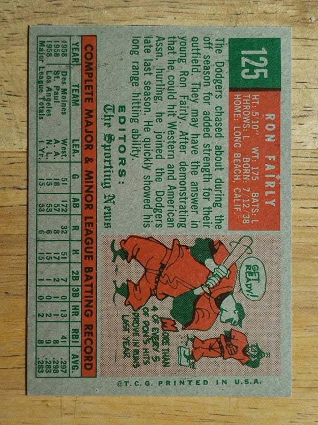 1959 Topps #125 Ron Fairly RS RC (EXMT)