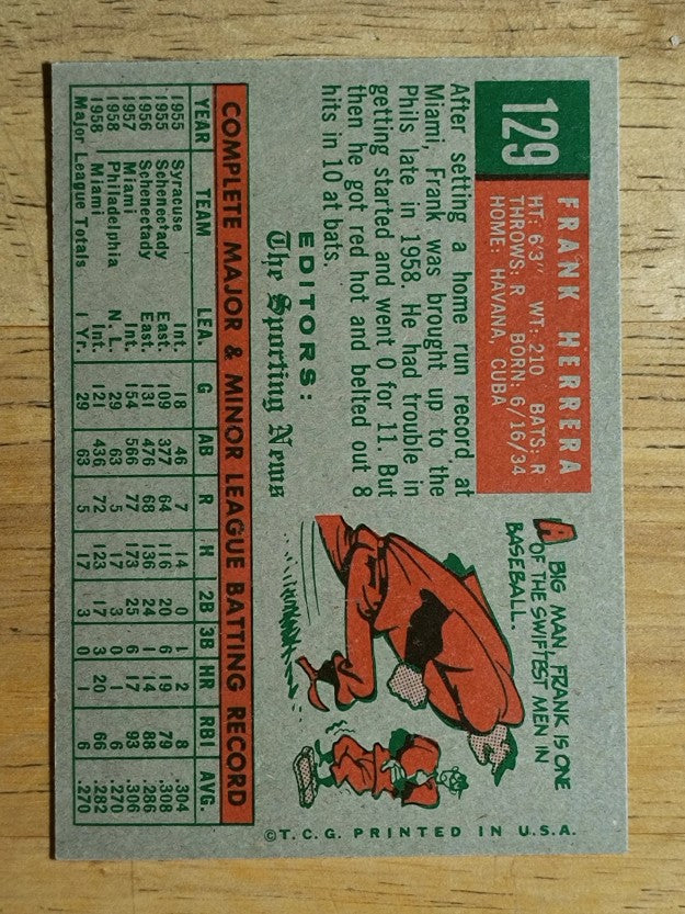 1959 Topps #129 Frank Herrera RS (NM)