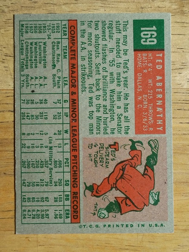 1959 Topps #169 Ted Abernathy (EXMT)