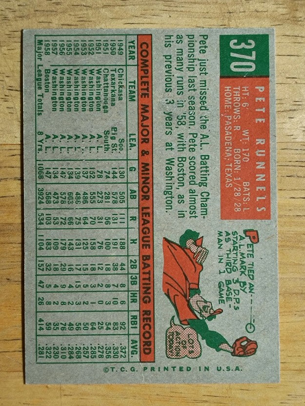 1959 Topps #370 Pete Runnels (EX)