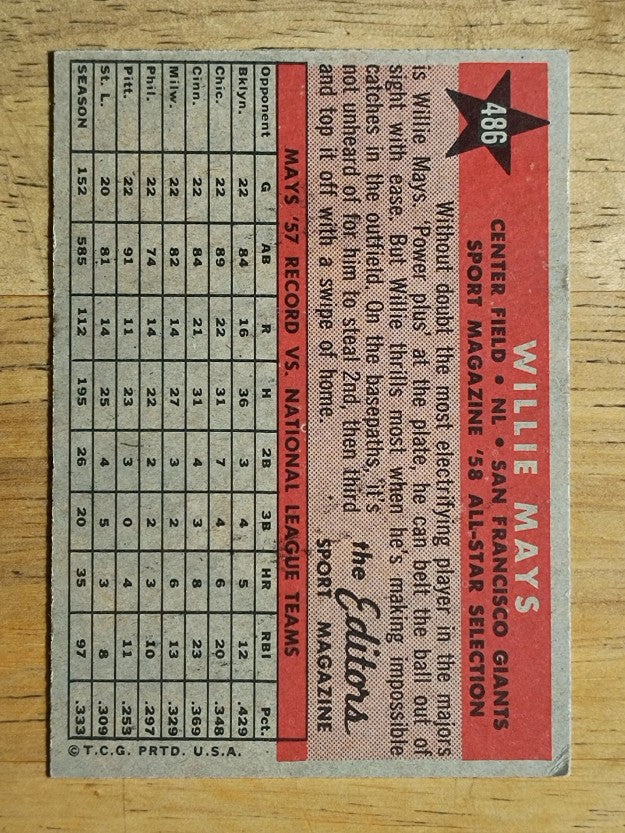 1958 Topps #486 Willie Mays AS (EX)