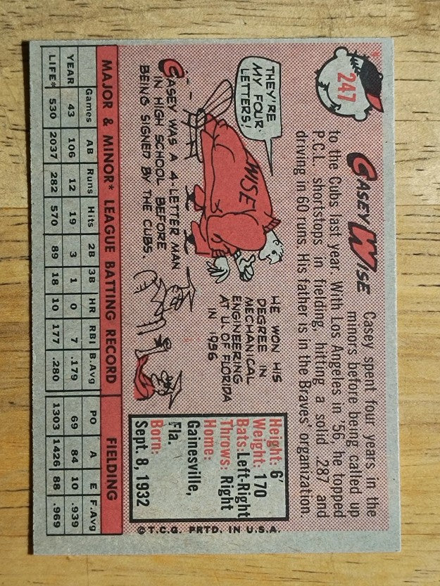 1958 Topps #247 Casey Wise (EXMT)