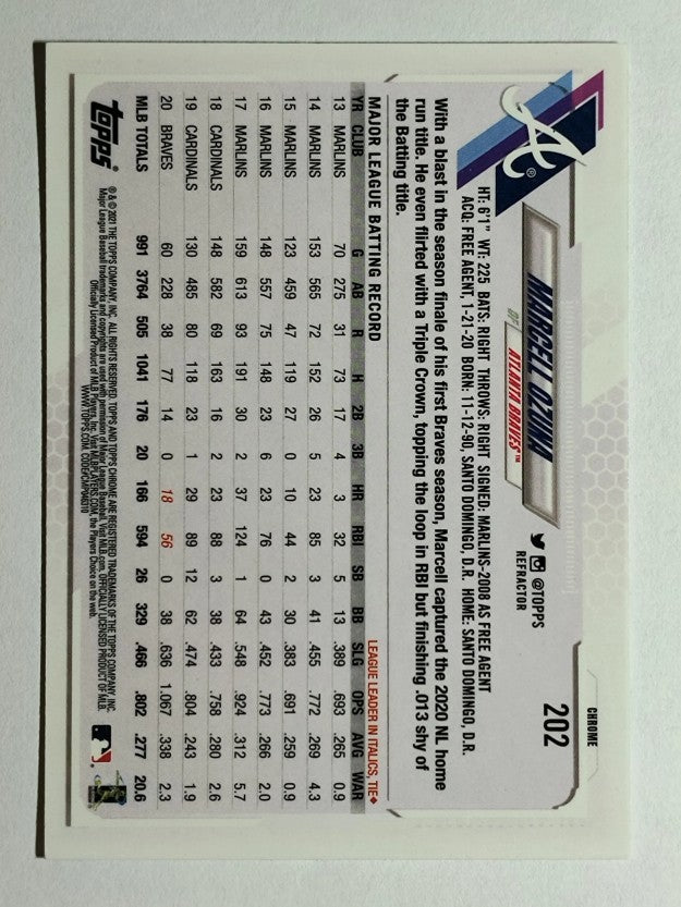 2021 Topps Chrome Refractors #202 Marcell Ozuna