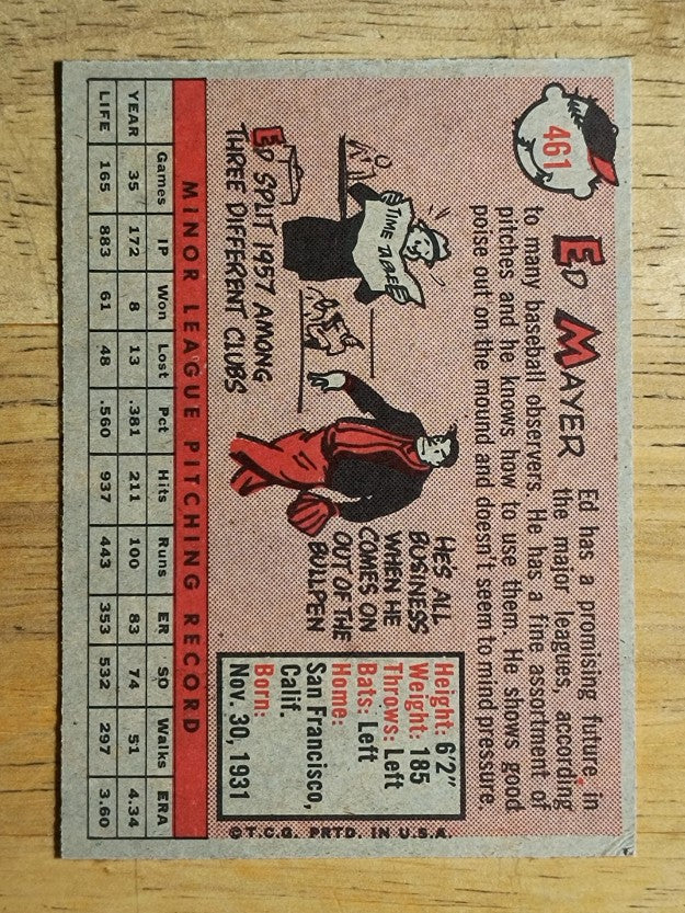 1958 Topps #461 Ed Mayer RC (EXMT)