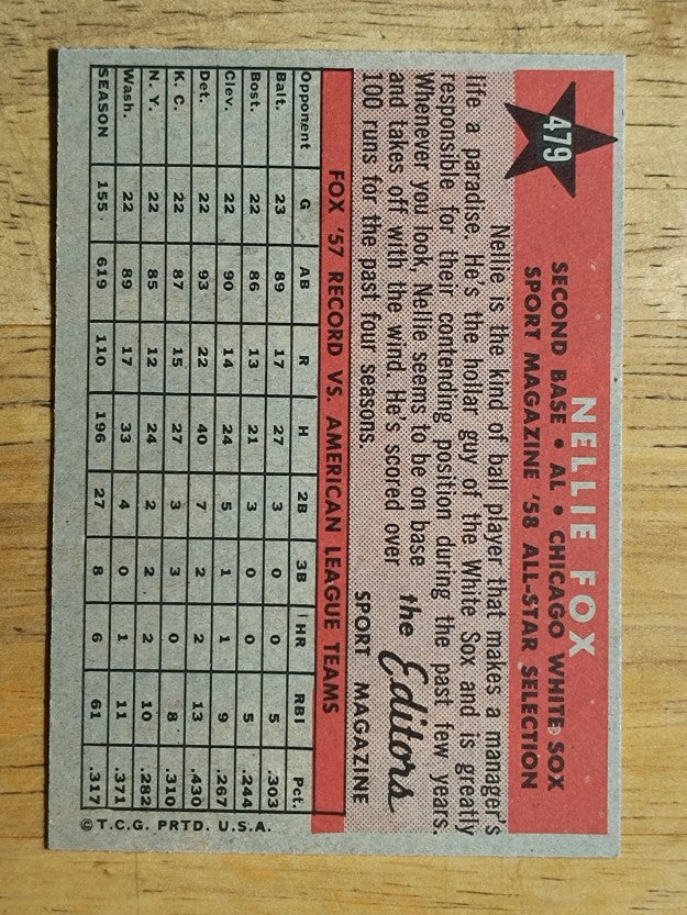 1958 Topps #479 Nellie Fox AS (EXMT)