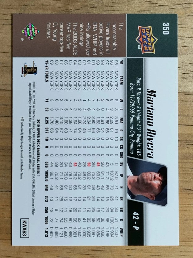 2010 Upper Deck #350A Mariano Rivera