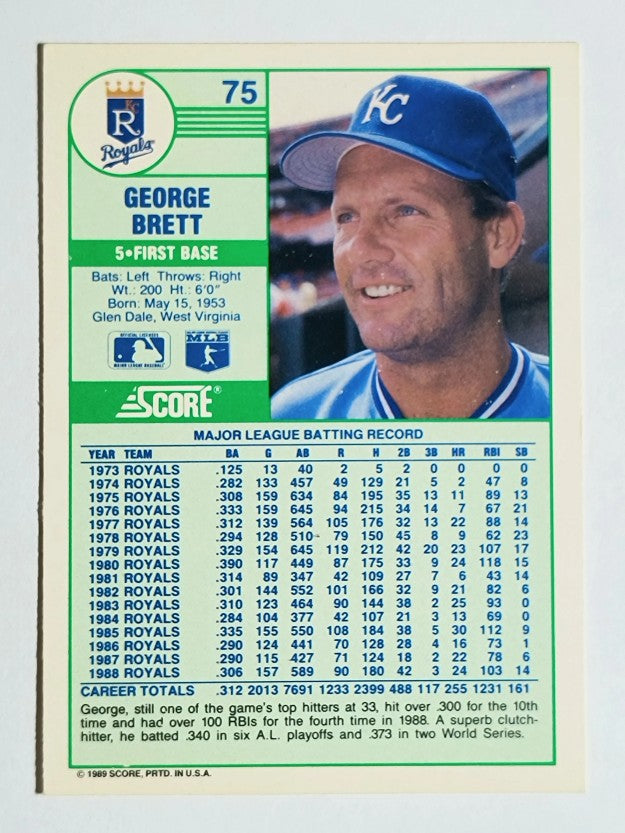 1989 Score #75A George Brett ERR/At age 33