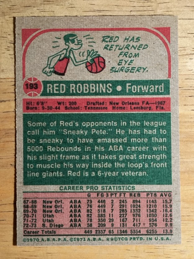 1973-74 Topps #193 Red Robbins (NM)