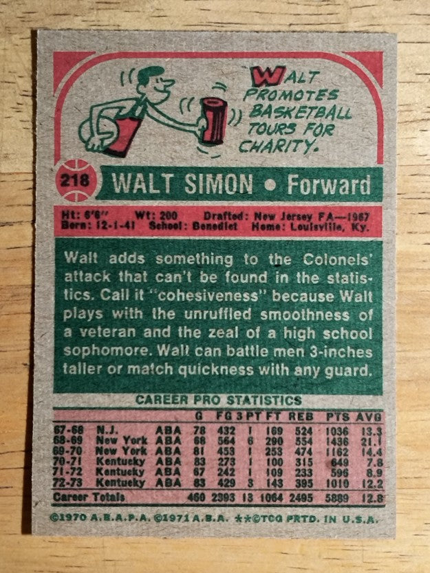 1973-74 Topps #218 Walt Simon (NM)
