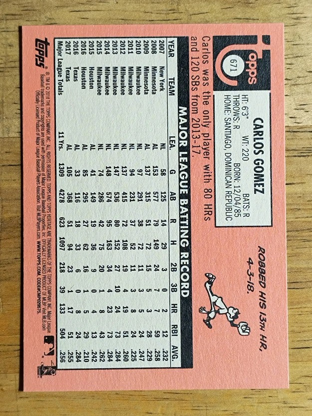 2018 Topps Heritage #671 Carlos Gomez