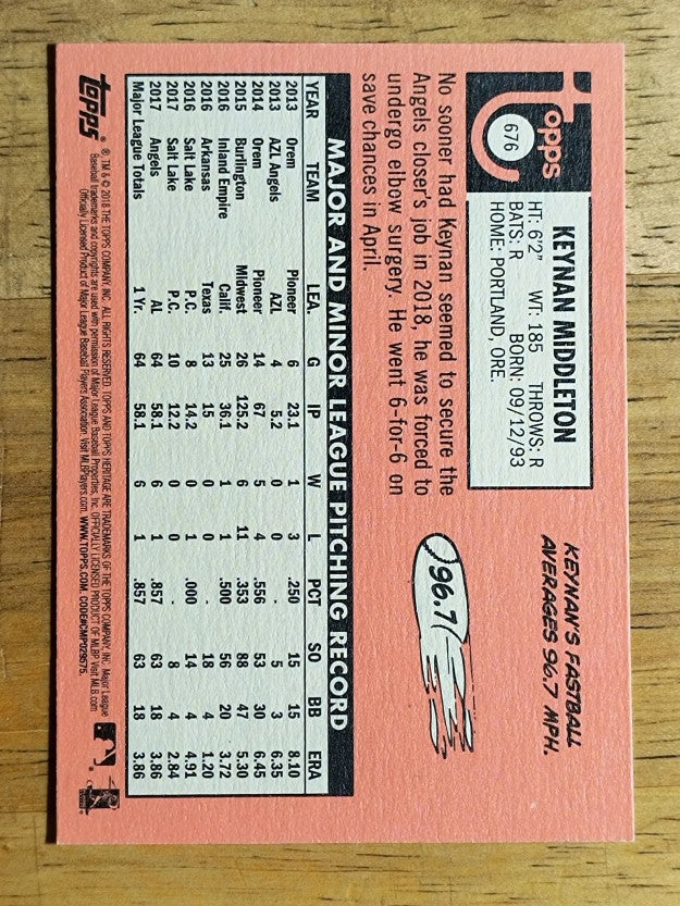 2018 Topps Heritage #676 Keynan Middleton