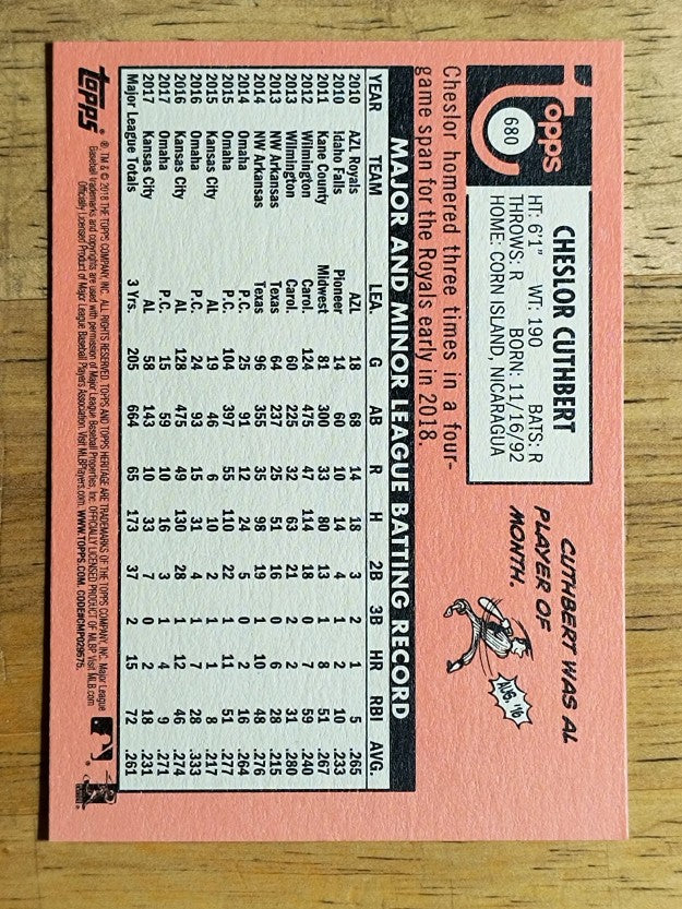 2018 Topps Heritage #680 Cheslor Cuthbert