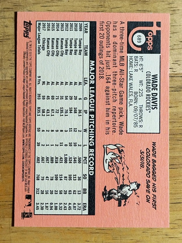 2018 Topps Heritage #689 Wade Davis