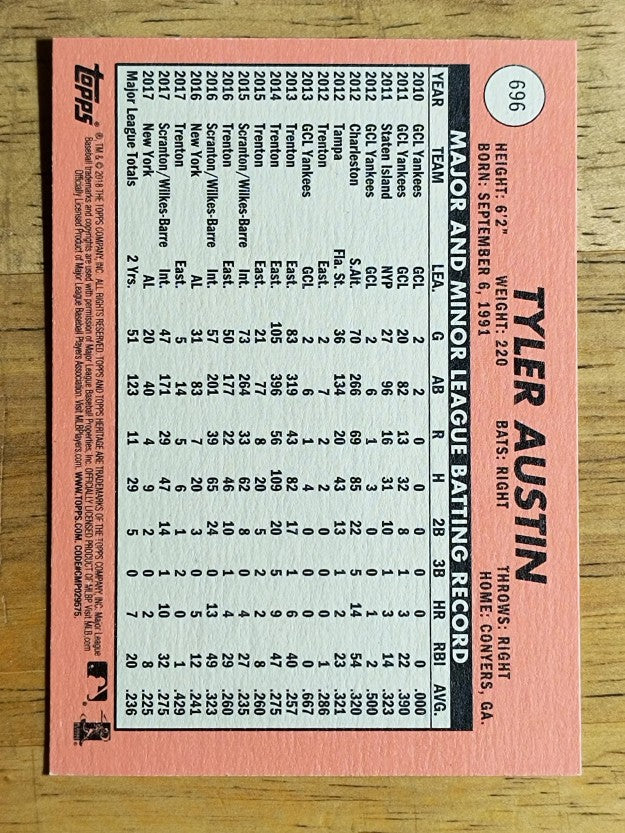 2018 Topps Heritage #696 Tyler Austin