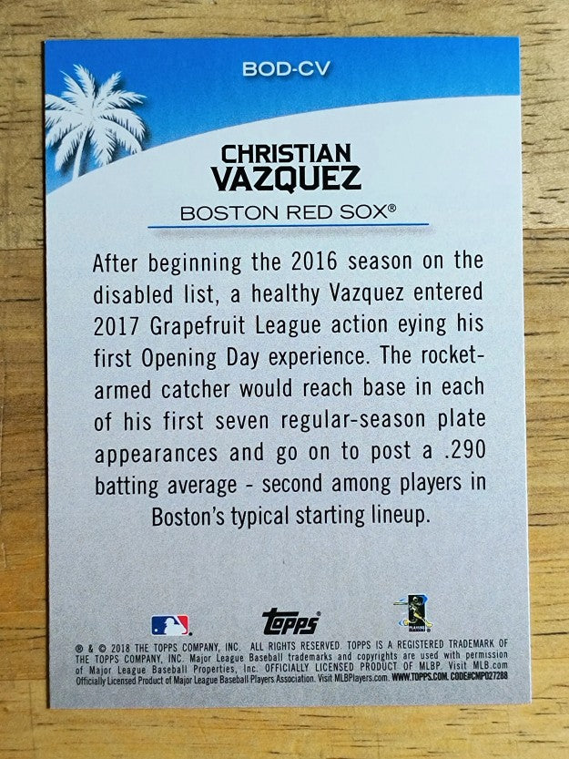 2018 Topps Opening Day Before Opening Day #BODCV Christian Vazquez