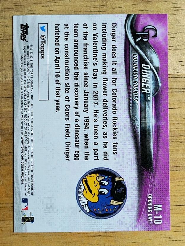 2018 Topps Opening Day Mascots #M10 Dinger