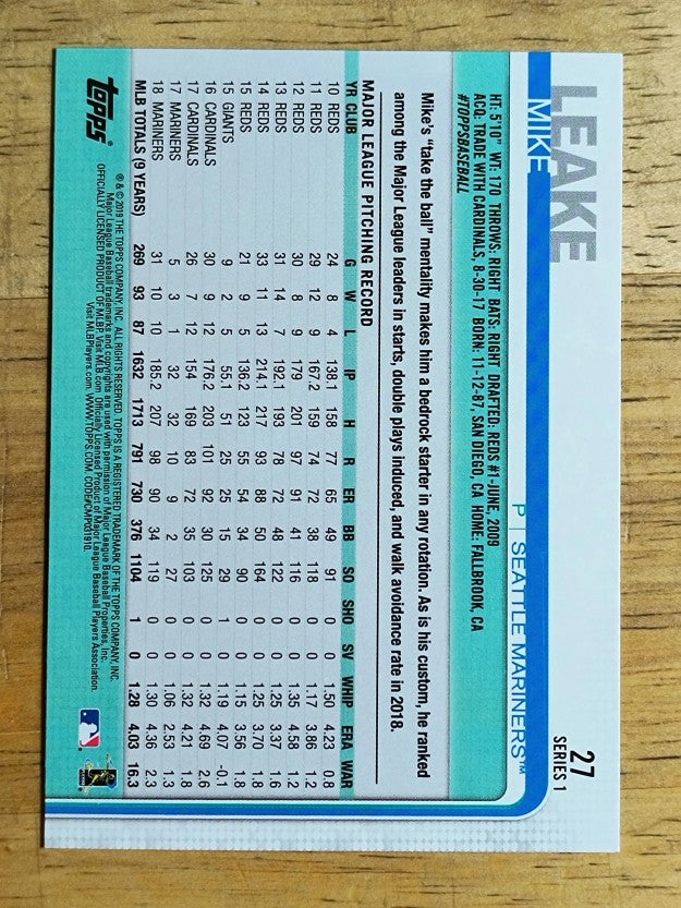 2019 Topps #27 Mike Leake