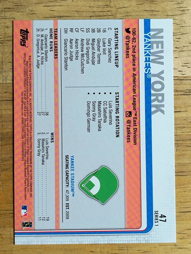 2019 Topps #47 Yankee Stadium