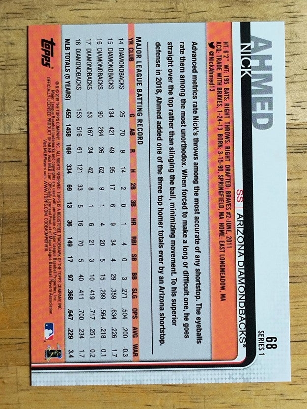 2019 Topps #68 Nick Ahmed