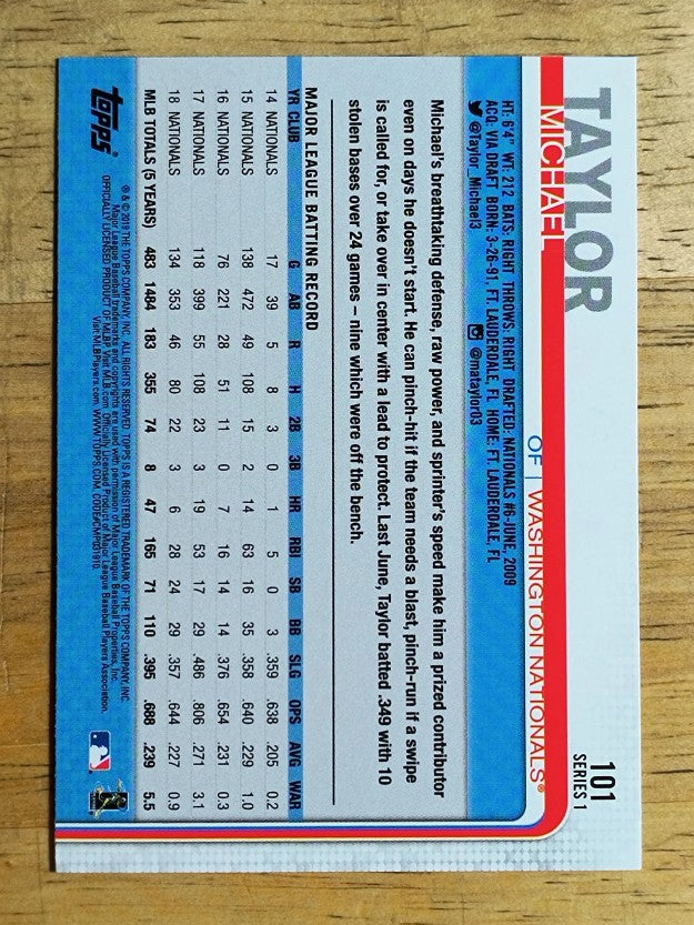2019 Topps #101 Michael Taylor