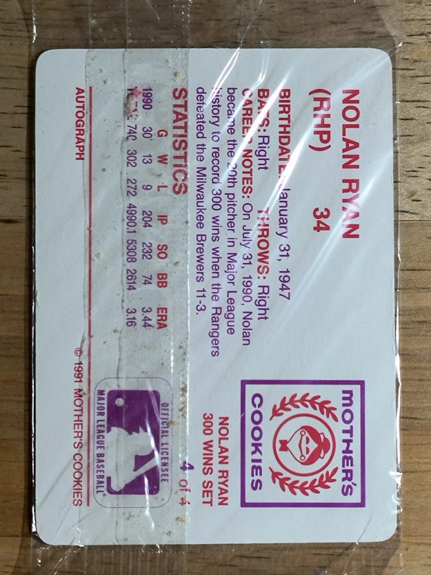 1991 Mother's Ryan #4 Nolan Ryan/Front pose, Ball in hand