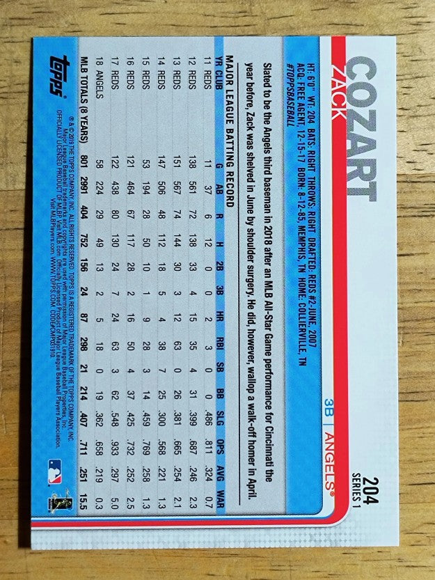 2019 Topps #204 Zack Cozart