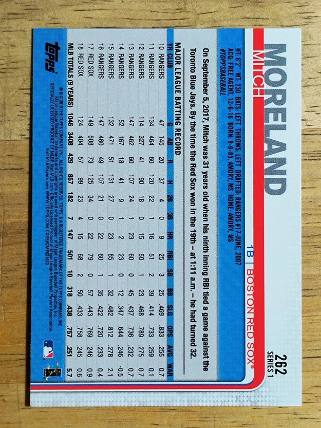 2019 Topps #262 Mitch Moreland