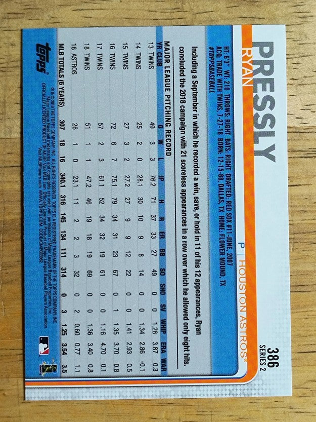 2019 Topps #386 Ryan Pressly