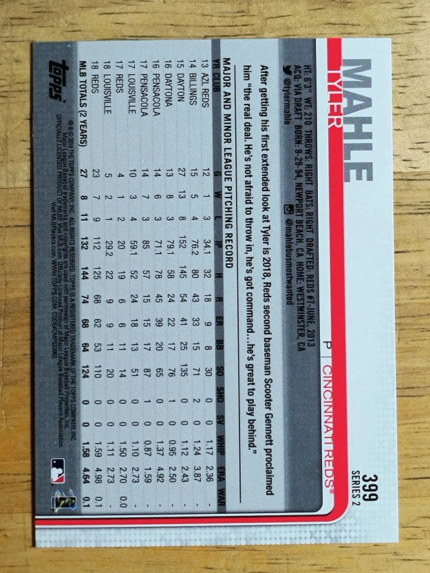 2019 Topps #399 Tyler Mahle