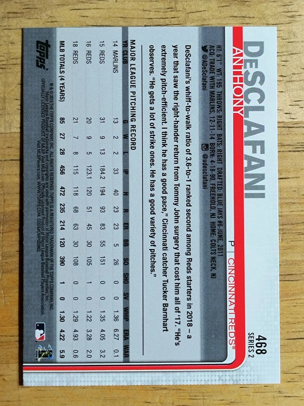 2019 Topps #468 Anthony DeSclafani