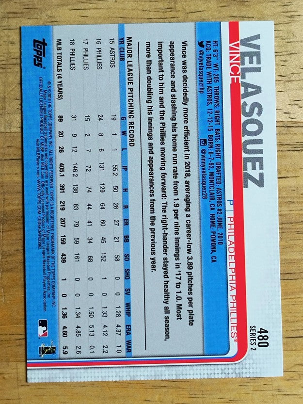 2019 Topps #480 Vince Velasquez