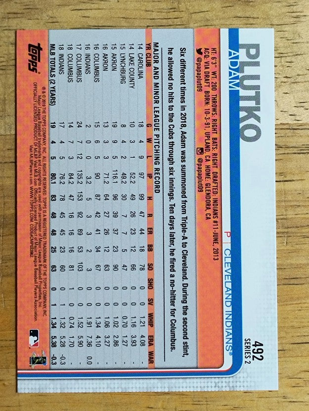 2019 Topps #492 Adam Plutko