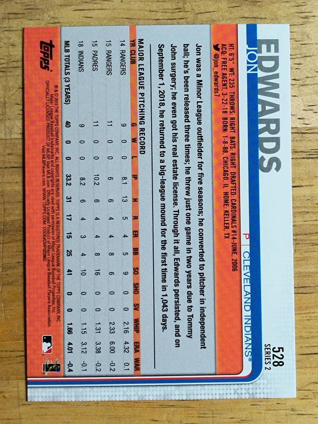 2019 Topps #528 Jon Edwards RC