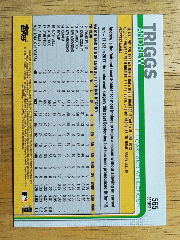 2019 Topps #565 Andrew Triggs