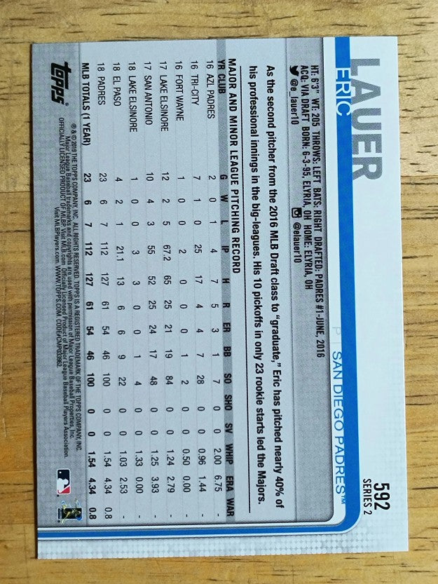 2019 Topps #592 Eric Lauer