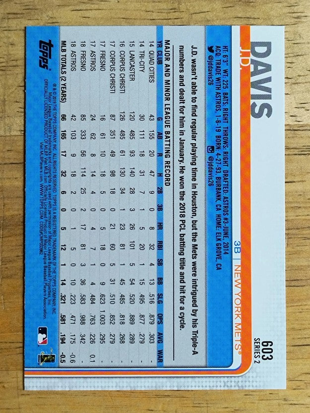 2019 Topps #603 J.D. Davis