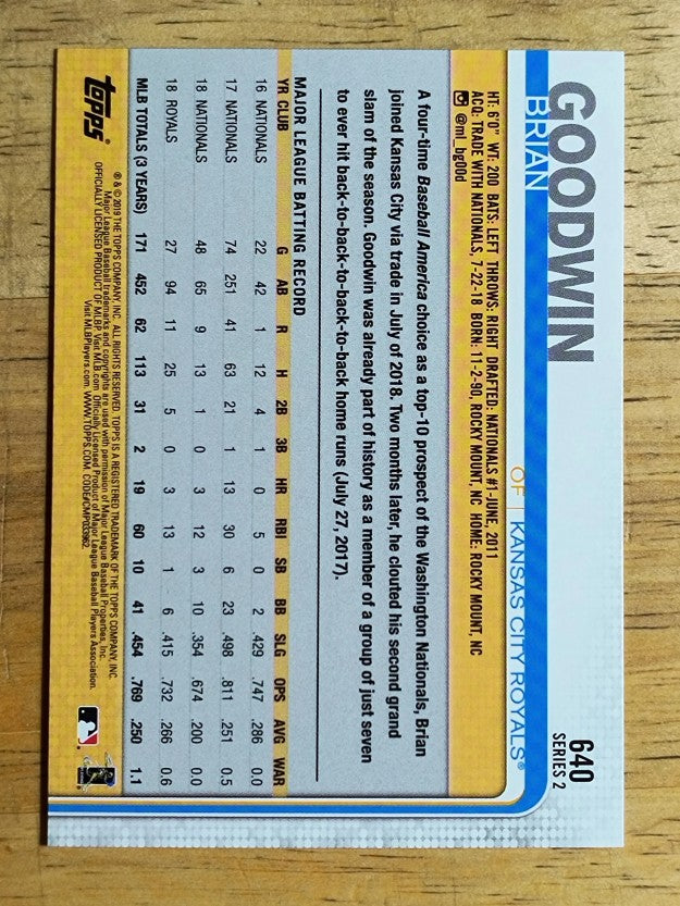 2019 Topps #640 Brian Goodwin