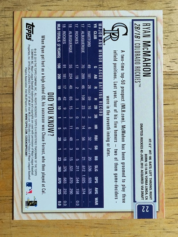 2019 Topps Big League #22 Ryan McMahon