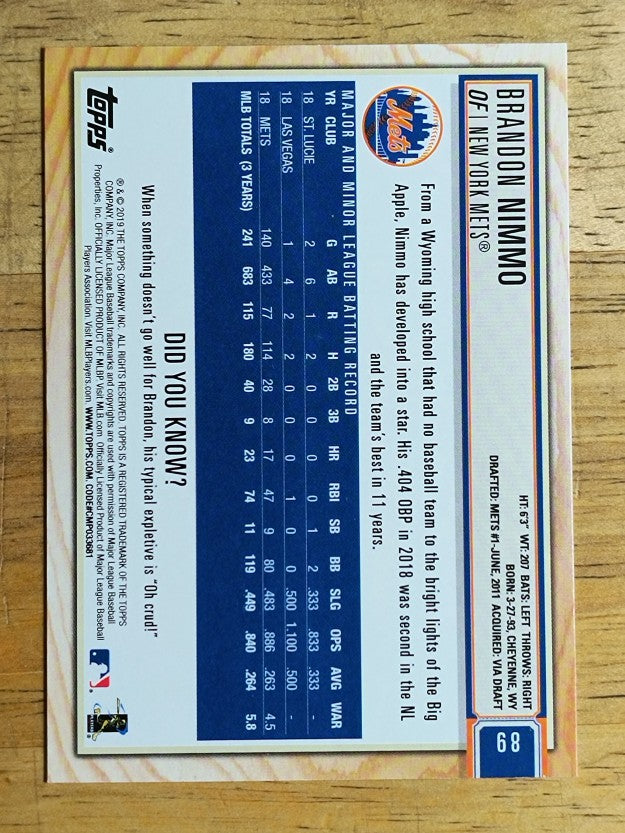 2019 Topps Big League #89 Brandon Nimmo