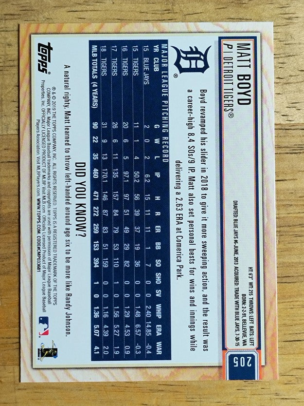 2019 Topps Big League #205 Matt Boyd