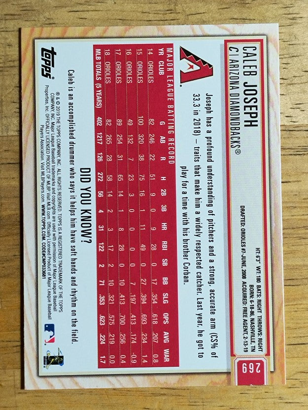 2019 Topps Big League #269 Caleb Joseph